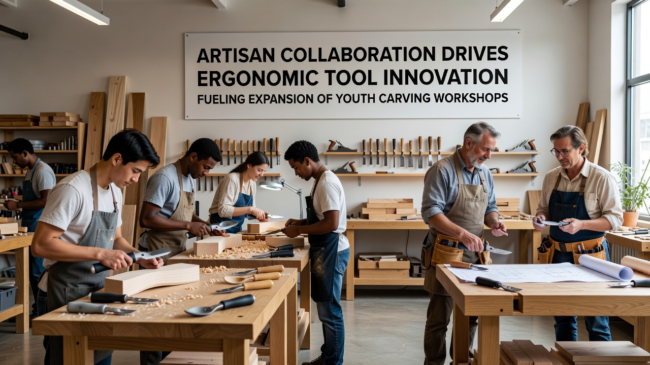 Youth participants using ergonomic carving tools during a community workshop session